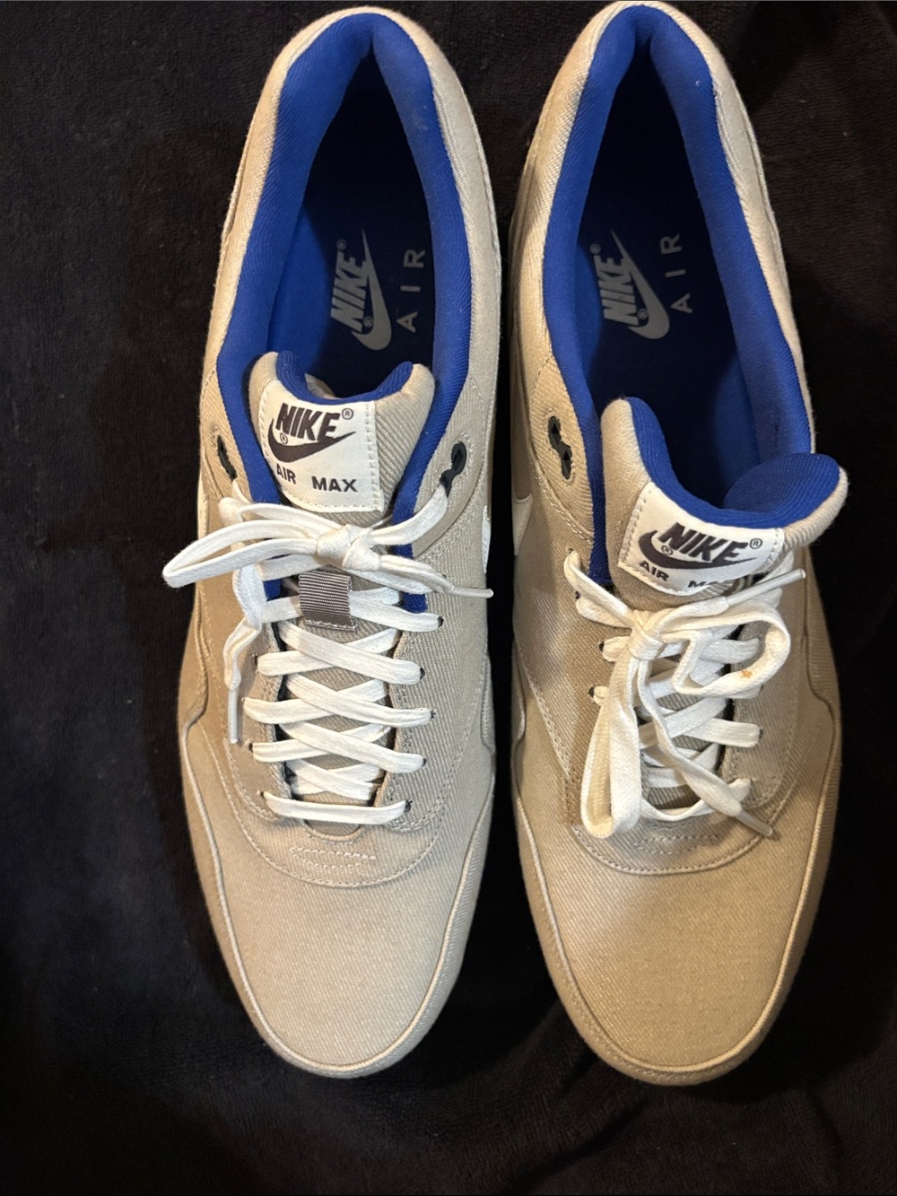Nike Men’s Beige Canvas Sneakers with Blue Lining